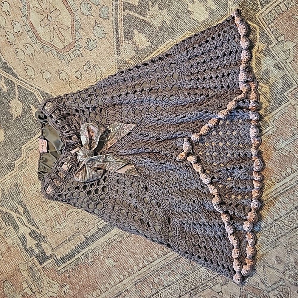 Vintage Hybrid Cloz unique grey knit skirt with pink paisley tie fully lined